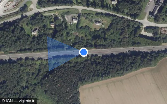 Vue satellite de l'emplacement du radar discriminant à Pleyben