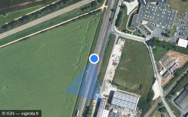 Vue satellite de l'emplacement du radar discriminant à Bonneval