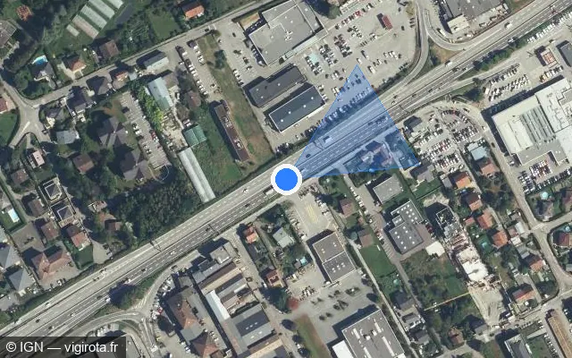 Vue satellite de l'emplacement du radar discriminant à Grignon
