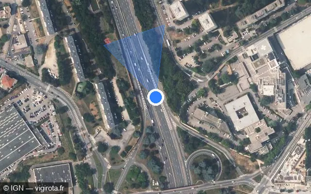 Vue satellite de l'emplacement du radar discriminant à Écully