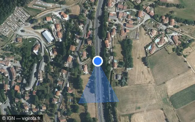 Vue satellite de l'emplacement du radar discriminant à Pont-Salomon