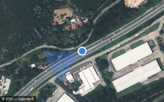 Vue satellite de l'emplacement du radar discriminant à Saint-Romain-en-Gier