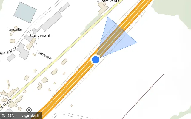 Vue plan de l'emplacement du radar discriminant à Sainte-Sève