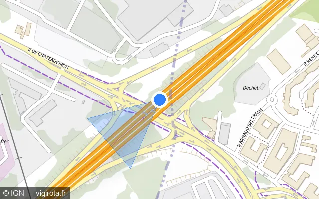 Vue plan de l'emplacement du radar discriminant à Chantepie