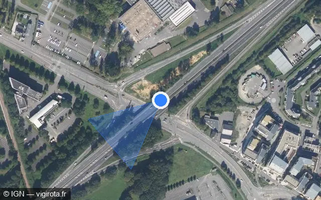 Vue satellite de l'emplacement du radar discriminant à Chantepie