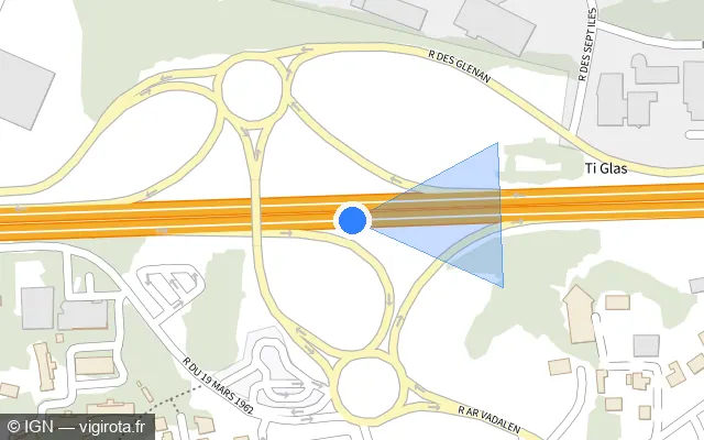 Vue plan de l'emplacement du radar discriminant à Ploeren