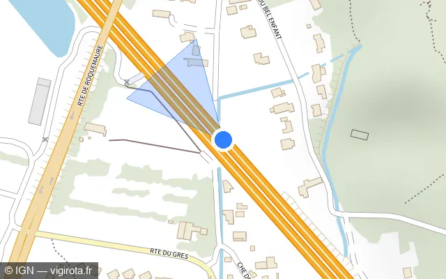 Vue plan de l'emplacement du radar discriminant à Orange