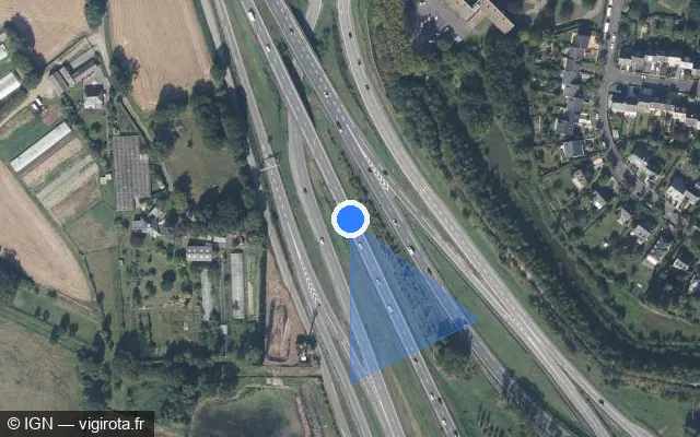Vue satellite de l'emplacement du radar discriminant à Saint-Jacques-de-la-Lande
