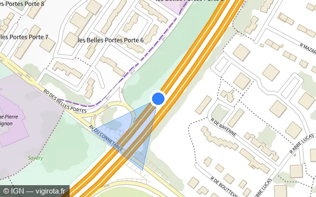 Vue plan de l'emplacement du radar discriminant à Hérouville-Saint-Clair