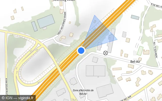 Vue plan de l'emplacement du radar discriminant à Pluguffan