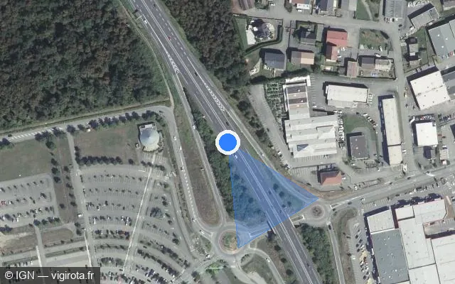 Vue satellite de l'emplacement du radar discriminant à Kingersheim