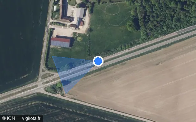 Vue satellite de l'emplacement du radar discriminant à Esternay