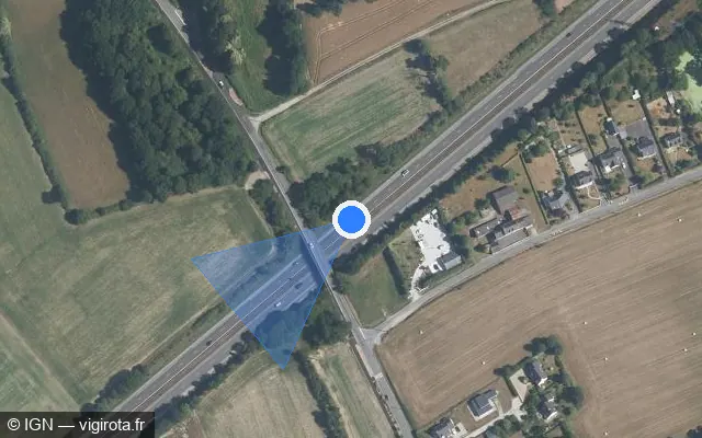 Vue satellite de l'emplacement du radar discriminant à Quévert