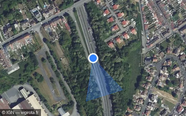 Vue satellite de l'emplacement du radar discriminant à Lourches