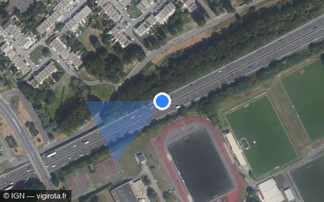 Vue satellite de l'emplacement du radar discriminant à Villepinte
