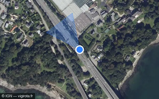 Vue satellite de l'emplacement du radar discriminant à Le Relecq-Kerhuon