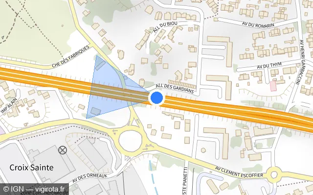 Vue plan de l'emplacement du radar discriminant à Port-de-Bouc
