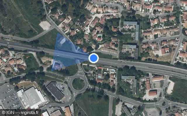 Vue satellite de l'emplacement du radar discriminant à Port-de-Bouc