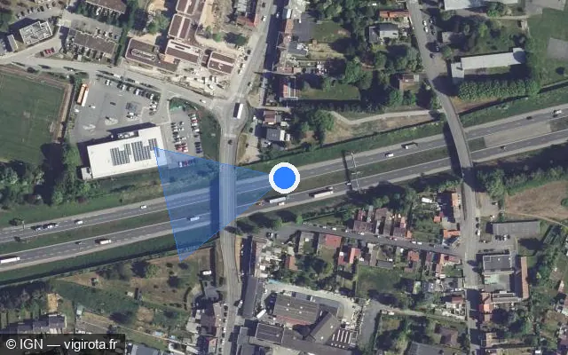 Vue satellite de l'emplacement du radar discriminant à Aulnoy-lez-Valenciennes