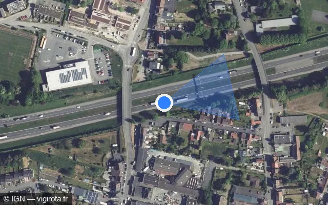 Vue satellite de l'emplacement du radar discriminant à Aulnoy-lez-Valenciennes
