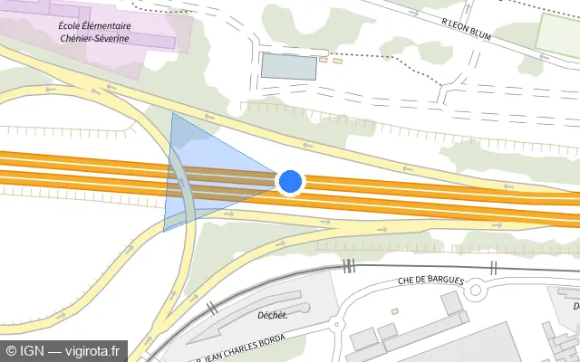 Vue plan de l'emplacement du radar discriminant à Loos