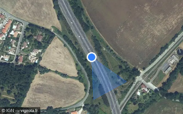 Vue satellite de l'emplacement du radar discriminant à Garidech