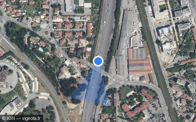 Vue satellite de l'emplacement du radar discriminant à Bourg-lès-Valence