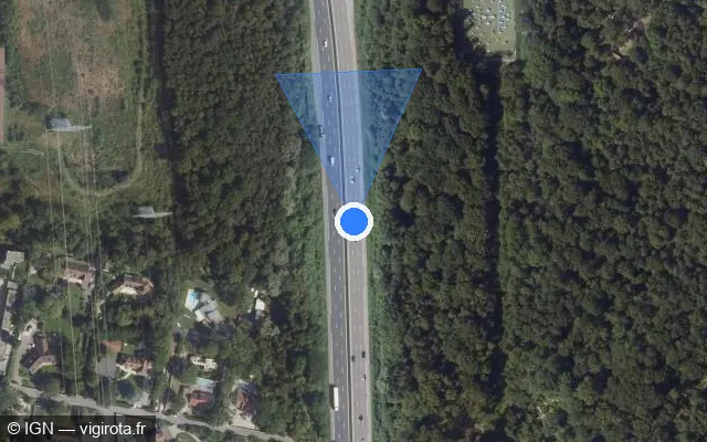 Vue satellite de l'emplacement du radar discriminant à Pomponne