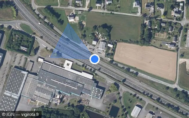 Vue satellite de l'emplacement du radar discriminant à La Croix-Helléan