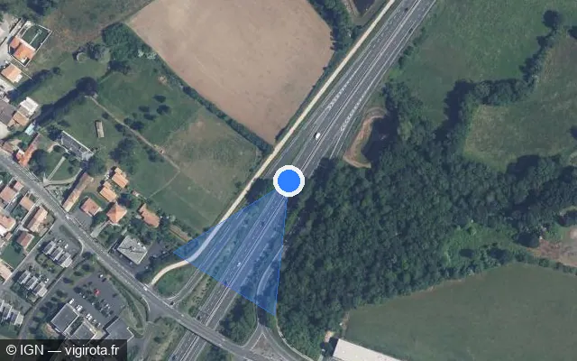 Vue satellite de l'emplacement du radar discriminant à Niort