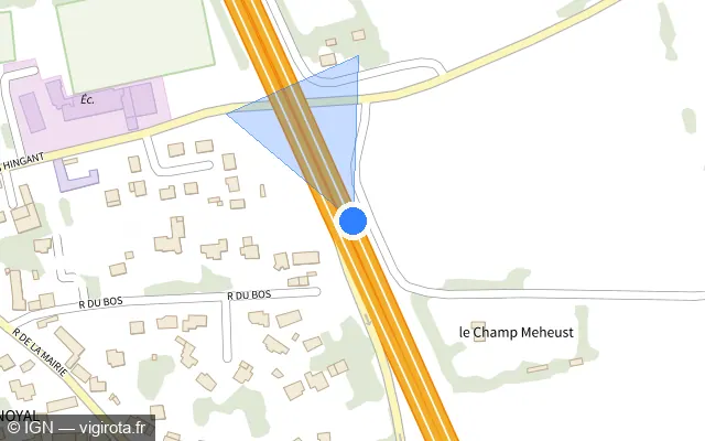 Vue plan de l'emplacement du radar discriminant à Noyal