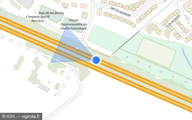 Vue plan de l'emplacement du radar discriminant à Orchies