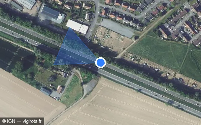 Vue satellite de l'emplacement du radar discriminant à Orchies