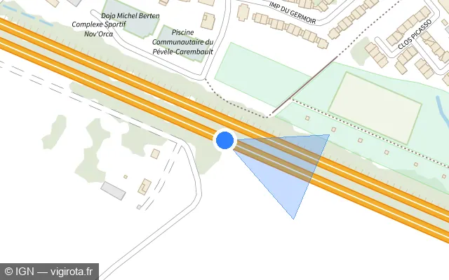 Vue plan de l'emplacement du radar discriminant à Orchies