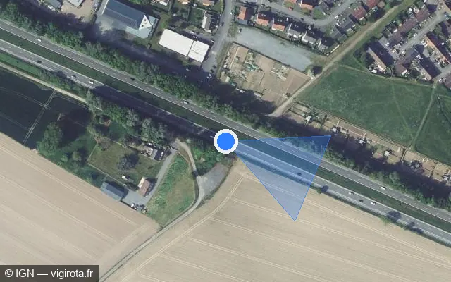 Vue satellite de l'emplacement du radar discriminant à Orchies