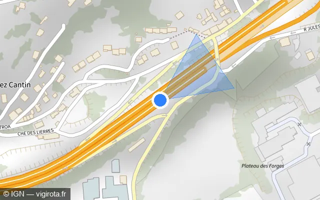 Vue plan de l'emplacement du radar discriminant à Saint-Jean-Bonnefonds