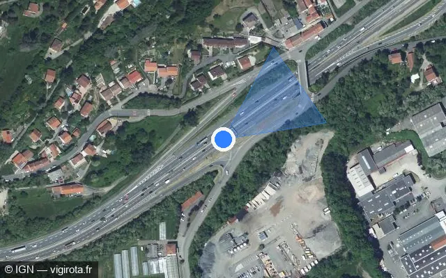 Vue satellite de l'emplacement du radar discriminant à Saint-Jean-Bonnefonds