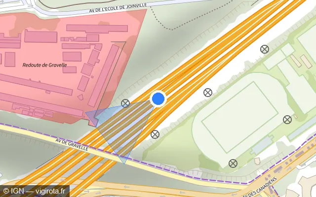Vue plan de l'emplacement du radar discriminant à Joinville-le-Pont