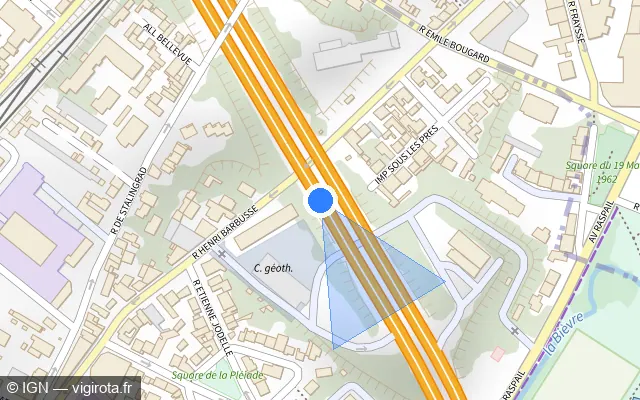 Vue plan de l'emplacement du radar discriminant à Gentilly