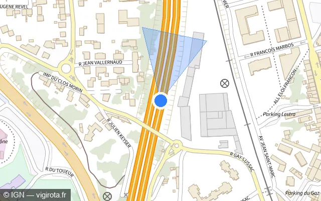 Vue plan de l'emplacement du radar discriminant à Bourg-lès-Valence