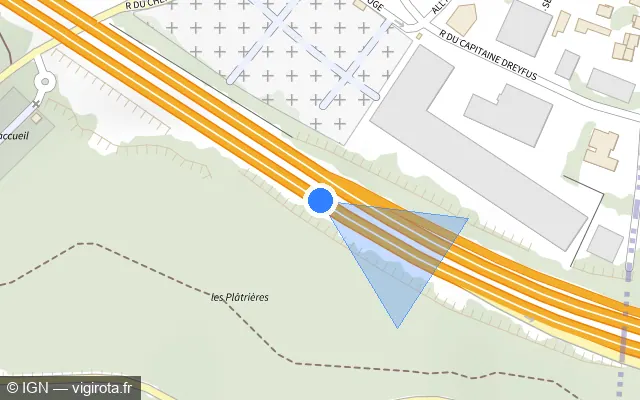 Vue plan de l'emplacement du radar discriminant à Sannois
