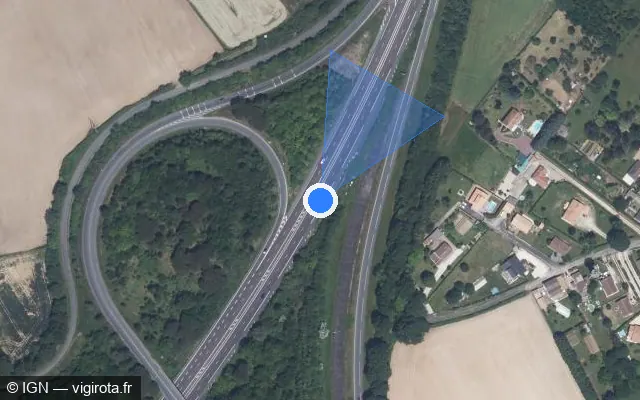 Vue satellite de l'emplacement du radar discriminant à Croutelle