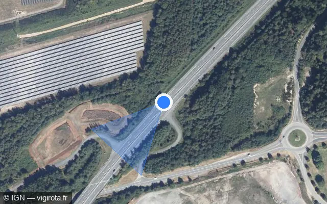 Vue satellite de l'emplacement du radar discriminant à Saint-Priest-de-Gimel