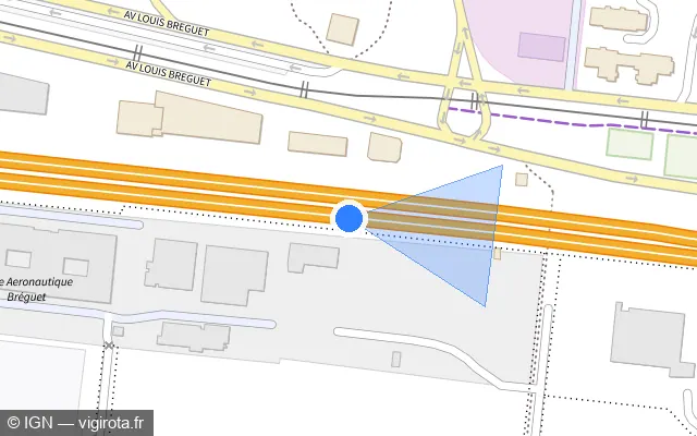 Vue plan de l'emplacement du radar discriminant à Vélizy-Villacoublay