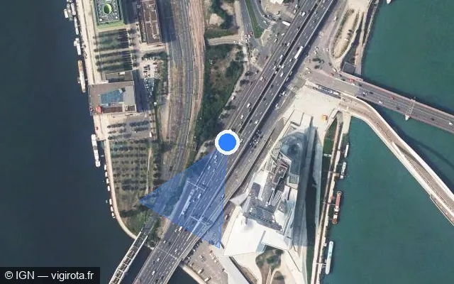 Vue satellite de l'emplacement du radar discriminant à La Mulatière