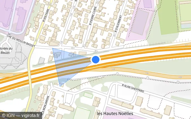 Vue plan de l'emplacement du radar discriminant à Saint-Denis