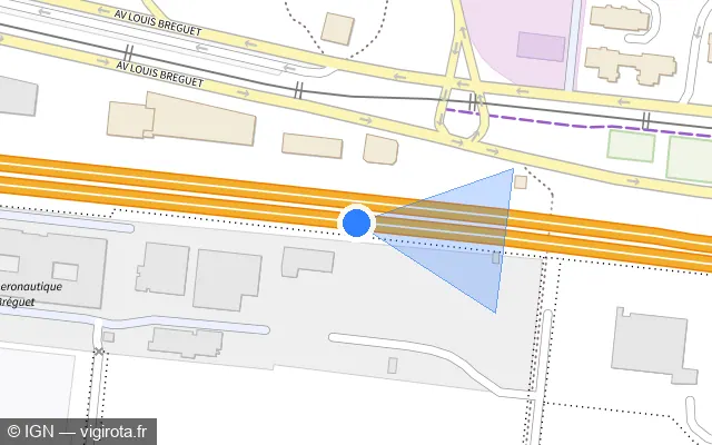 Vue plan de l'emplacement du radar discriminant à Vélizy-Villacoublay