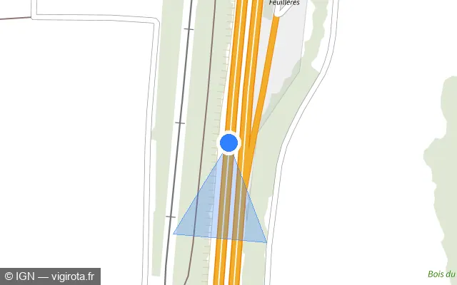 Vue plan de l'emplacement du radar discriminant à Feuillères