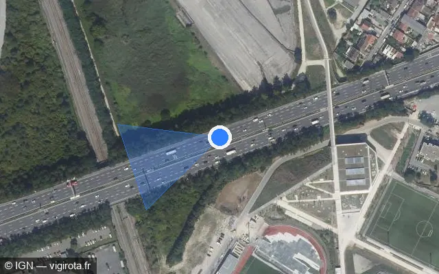 Vue satellite de l'emplacement du radar discriminant à Le Bourget