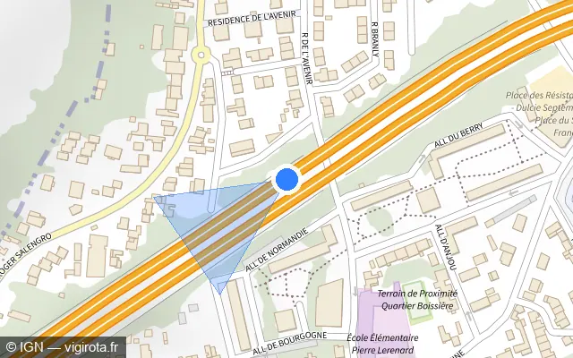 Vue plan de l'emplacement du radar discriminant à Noisy-le-Sec